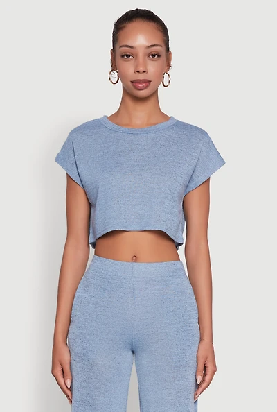 Womens Daisy Dolman Sleeve Cropped Tee,