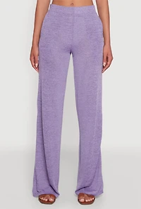 Womens Daisy Pull On Wide Leg Pants, Purple, Size L