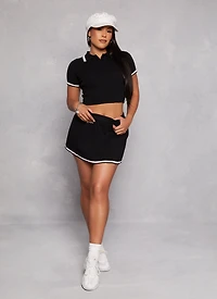 Womens Daisy Contrast Trim Cropped Polo Shirt, S