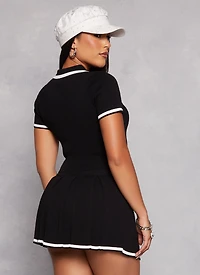 Womens Daisy Contrast Trim Cropped Polo Shirt, S