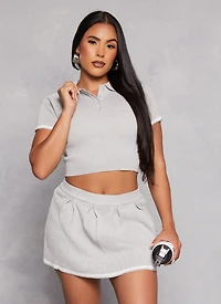 Daisy Contrast Trim Cropped Polo Shirt