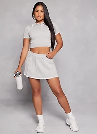 Daisy Contrast Trim Cropped Polo Shirt