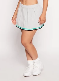 Daisy Knit Varsity Stripe Detail Pleated Skort