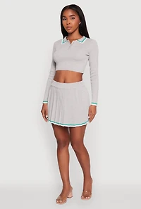 Daisy Contrast Trim Mini Pleated Tennis Skirt