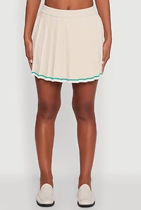 Womens Daisy Contrast Trim Mini Pleated Tennis Skirt,