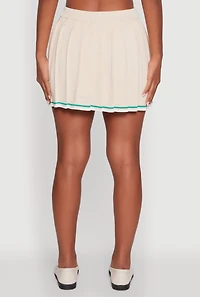 Womens Daisy Contrast Trim Mini Pleated Tennis Skirt,
