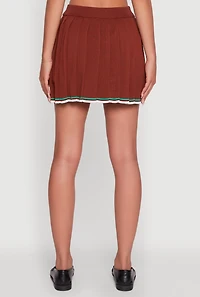 Womens Daisy Contrast Trim Mini Pleated Tennis Skirt,