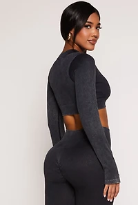 Womens Daisy Ribbed Knit Cropped Track Jacket, Black, Size S
