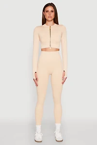 Daisy Ribbed Knit Cropped Track Jacket