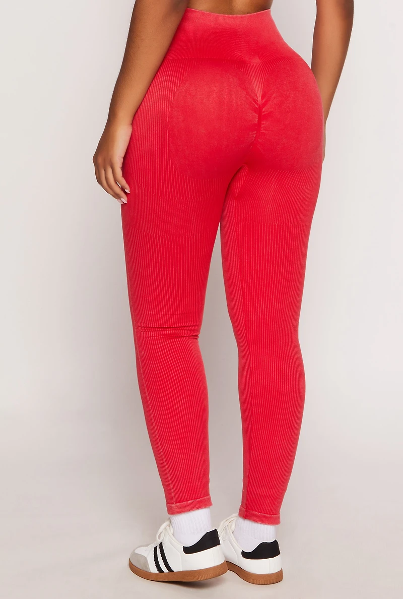 Daisy Ribbed Knit High Waist Leggings