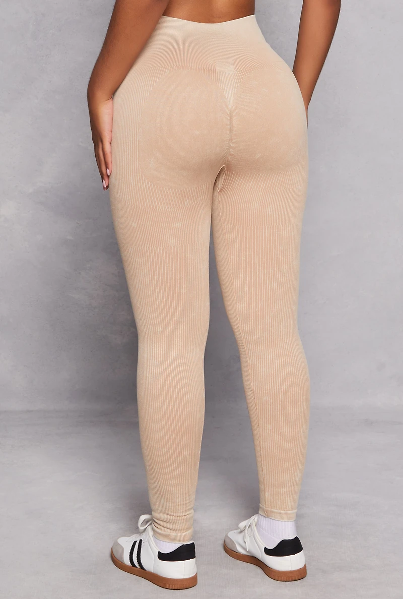 Womens Daisy Ribbed Knit High Waist Leggings,