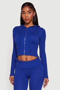 Zip Front Hooded Cropped Sweater