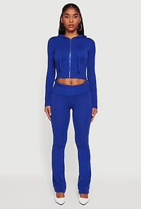 Zip Front Hooded Cropped Sweater