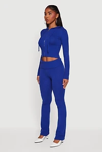 Zip Front Hooded Cropped Sweater