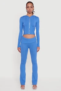 Zip Front Hooded Cropped Sweater