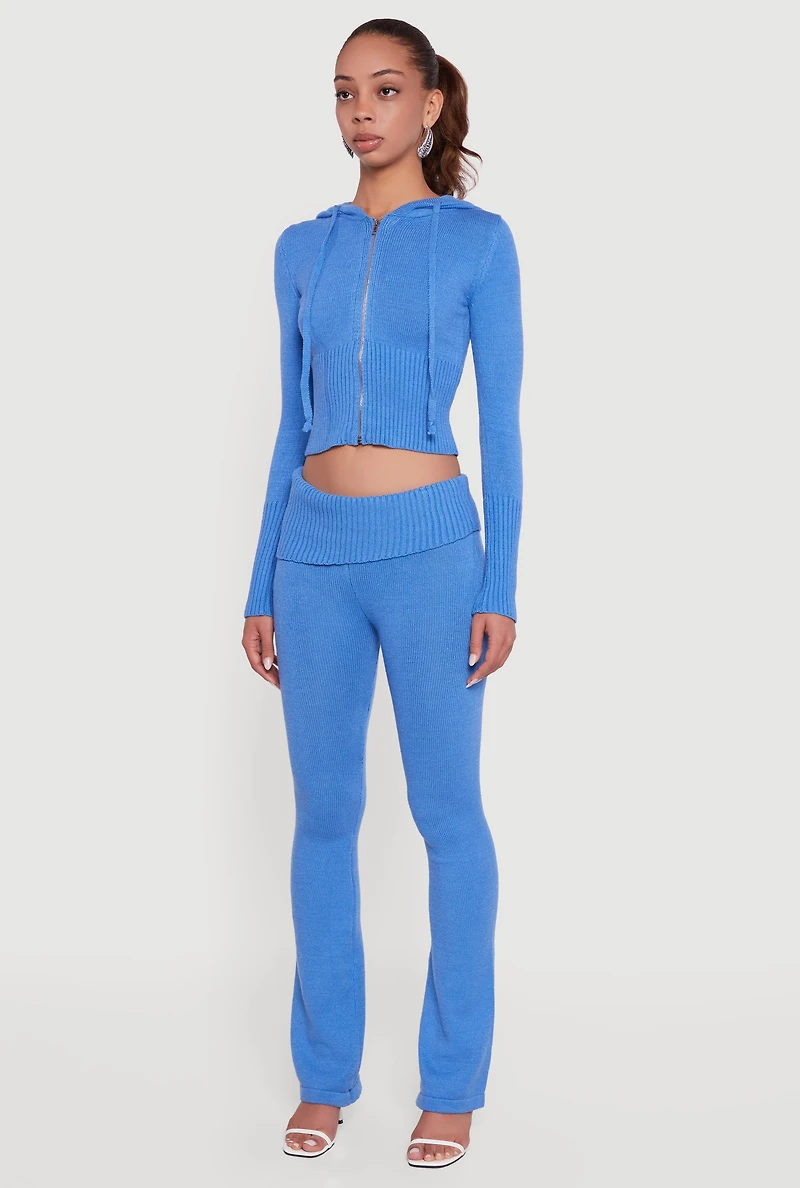 Zip Front Hooded Cropped Sweater