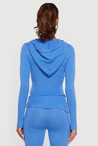 Zip Front Hooded Cropped Sweater