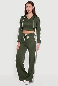 Contrast Trim High Waisted Wide Leg Sweatpants