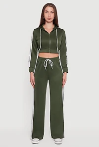 Contrast Trim High Waisted Wide Leg Sweatpants
