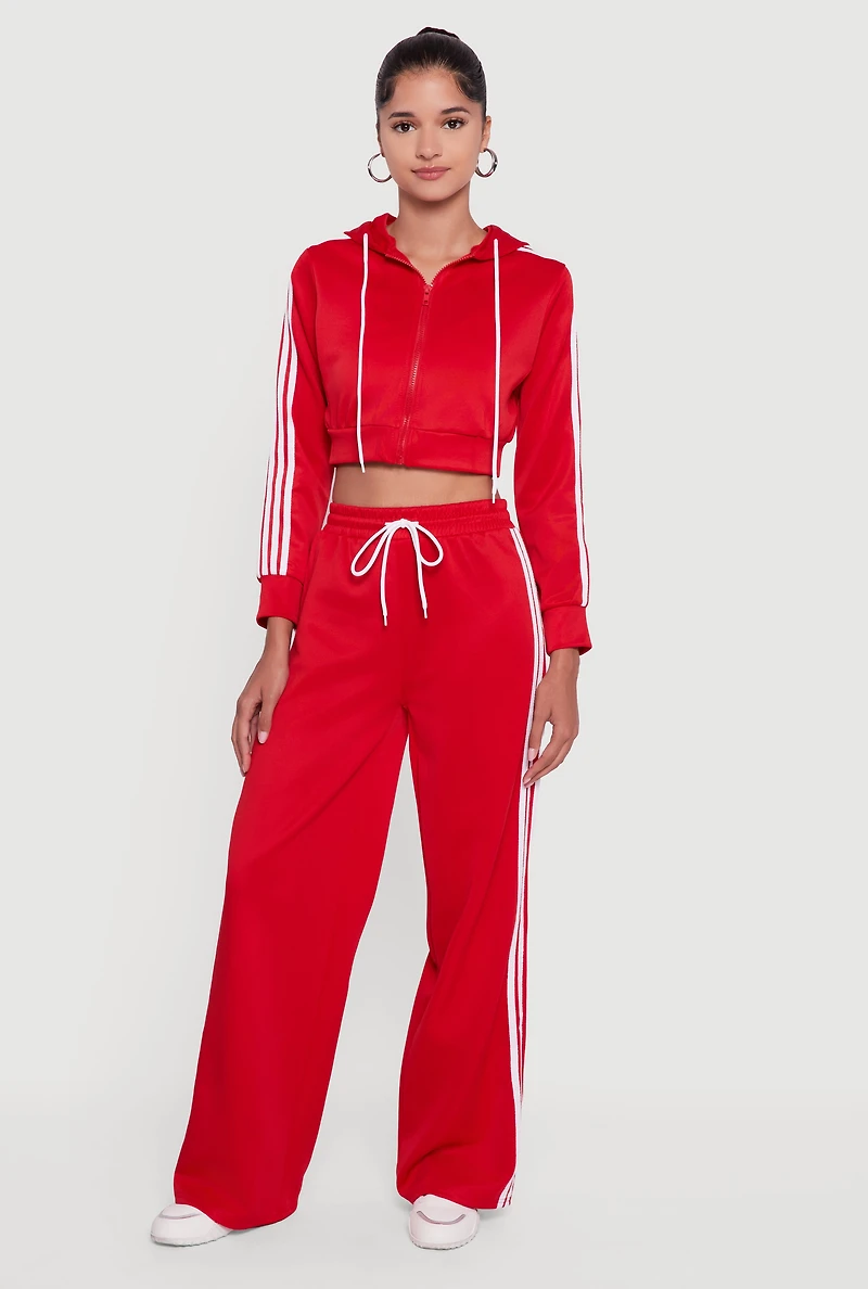 Contrast Trim High Waisted Wide Leg Sweatpants