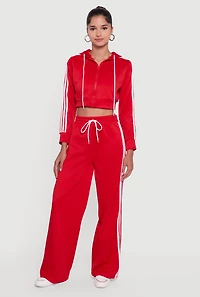 Contrast Trim High Waisted Wide Leg Sweatpants