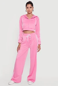 Contrast Trim High Waisted Wide Leg Sweatpants