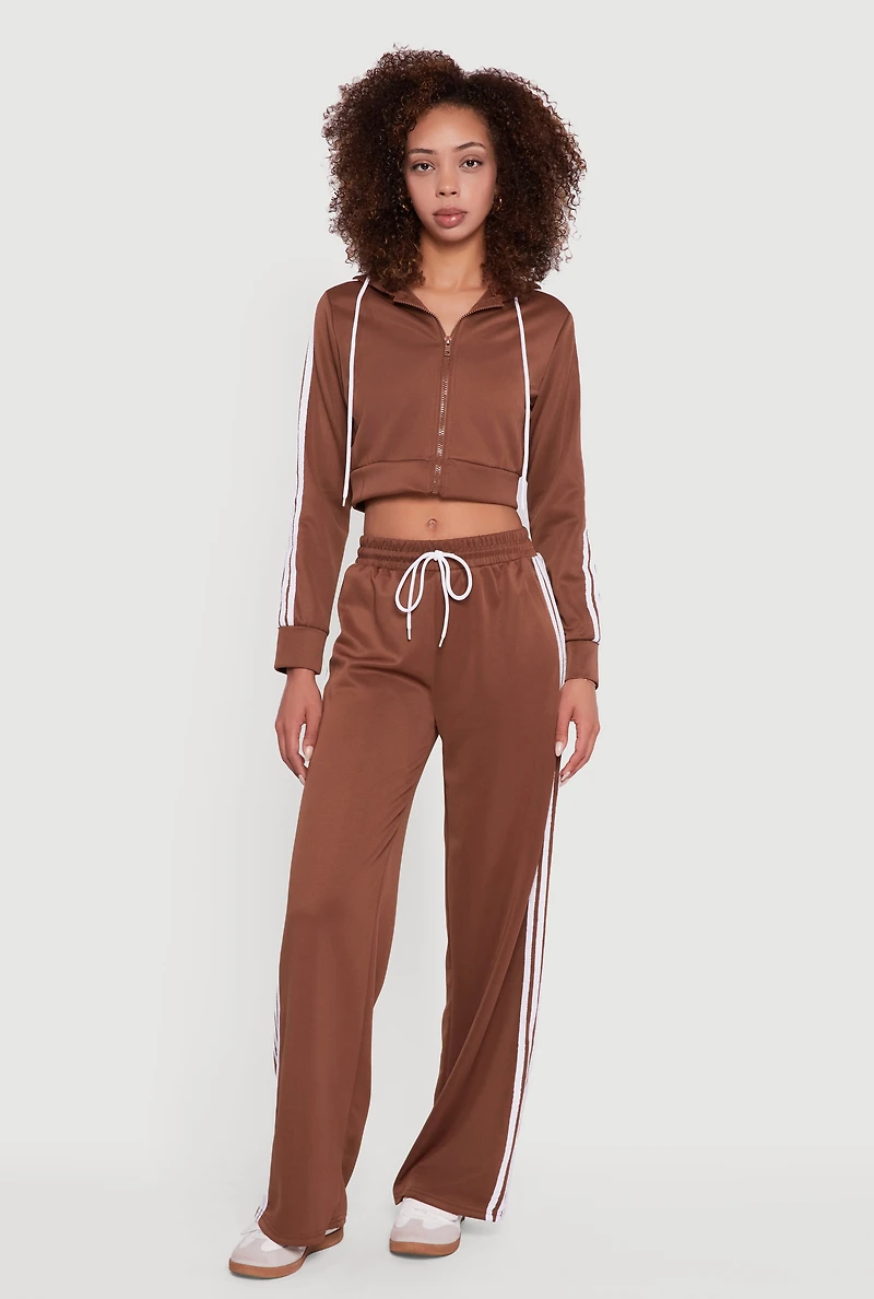Contrast Trim High Waisted Wide Leg Sweatpants