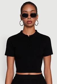 Womens Daisy Classic Fit Short Sleeve Cropped Polo Shirt,