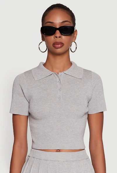 Womens Daisy Classic Fit Short Sleeve Cropped Polo Shirt, M