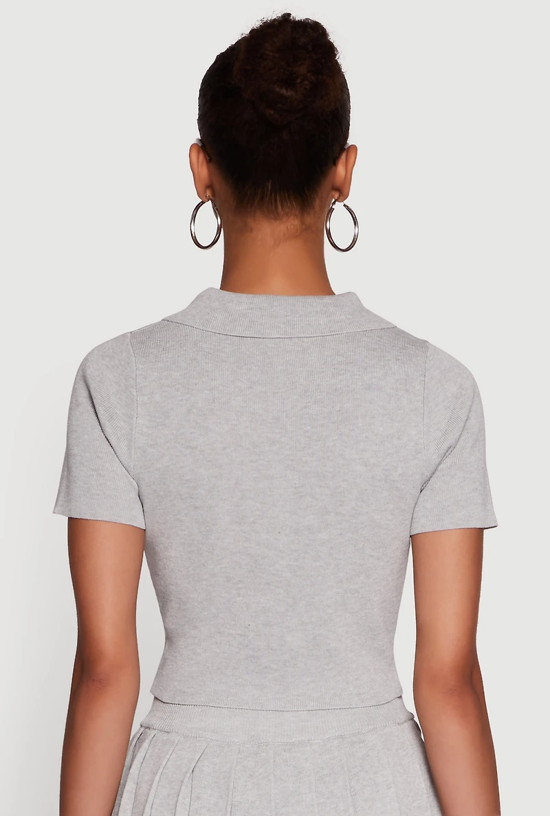 Daisy Classic Fit Short Sleeve Cropped Polo Shirt