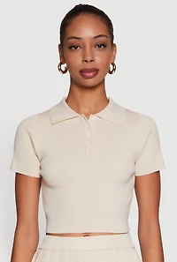 Daisy Classic Fit Short Sleeve Cropped Polo Shirt