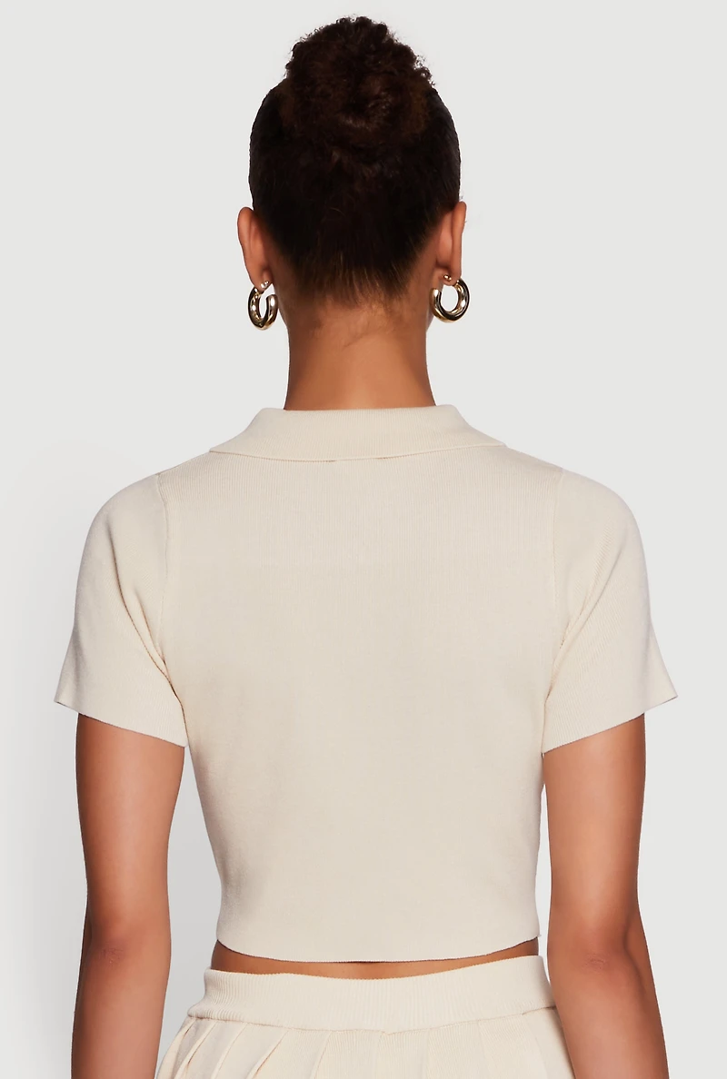 Daisy Classic Fit Short Sleeve Cropped Polo Shirt