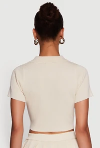 Daisy Classic Fit Short Sleeve Cropped Polo Shirt