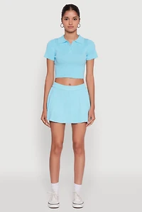 Womens Daisy Classic Fit Short Sleeve Cropped Polo Shirt, Blue, Size L