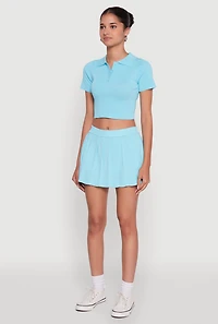 Womens Daisy Classic Fit Short Sleeve Cropped Polo Shirt, Blue, Size L