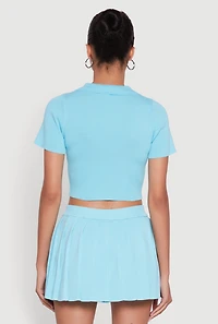 Womens Daisy Classic Fit Short Sleeve Cropped Polo Shirt, Blue, Size L