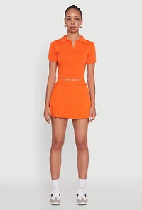 Womens Daisy Classic Fit Short Sleeve Cropped Polo Shirt, Orange, Size M