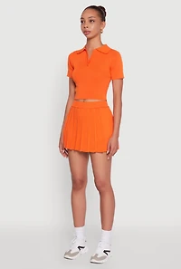 Womens Daisy Classic Fit Short Sleeve Cropped Polo Shirt, Orange, Size M