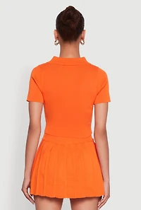 Womens Daisy Classic Fit Short Sleeve Cropped Polo Shirt, Orange, Size M