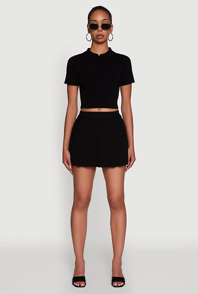 Womens Daisy High Waisted Pleated Mini Skort,
