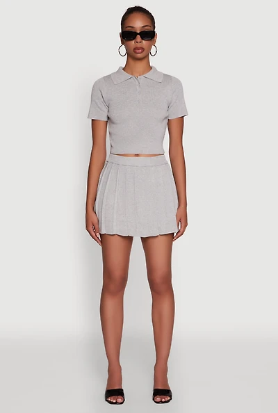 Womens Daisy High Waisted Pleated Mini Skort,