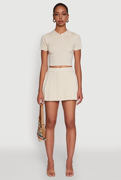 Womens Daisy High Waisted Pleated Mini Skort,