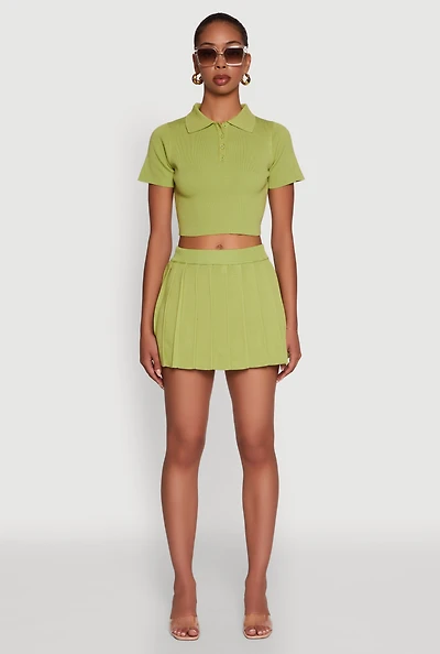 Womens Daisy High Waisted Pleated Mini Skort,