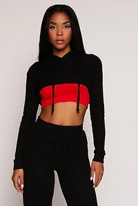 Daisy Ribbed Knit Hooded Shrug