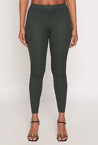 Womens Daisy Ribbed Knit High Waisted Leggings,