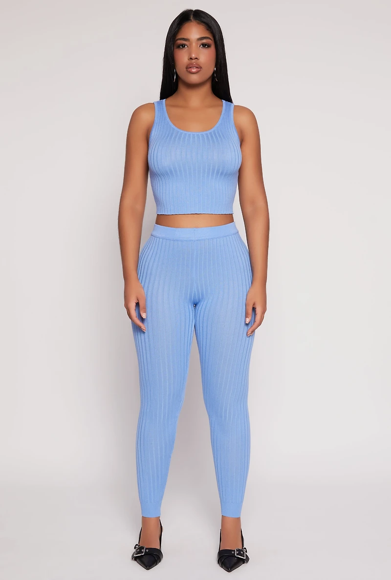 Womens Daisy Ribbed Knit High Waisted Leggings, S