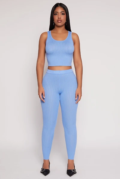 Womens Daisy Ribbed Knit High Waisted Leggings, S
