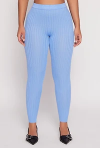 Womens Daisy Ribbed Knit High Waisted Leggings, S