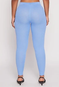 Womens Daisy Ribbed Knit High Waisted Leggings, S
