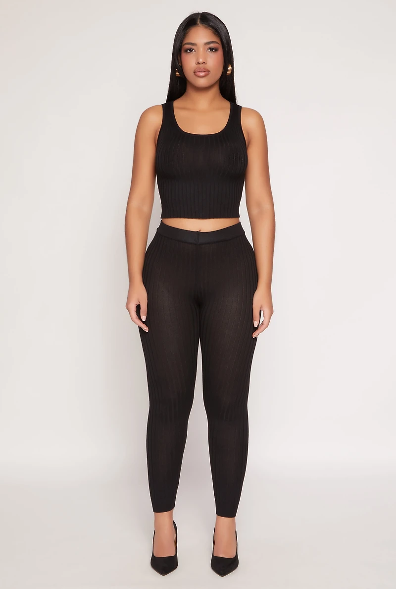 Daisy Ribbed Knit Cropped Tank Top